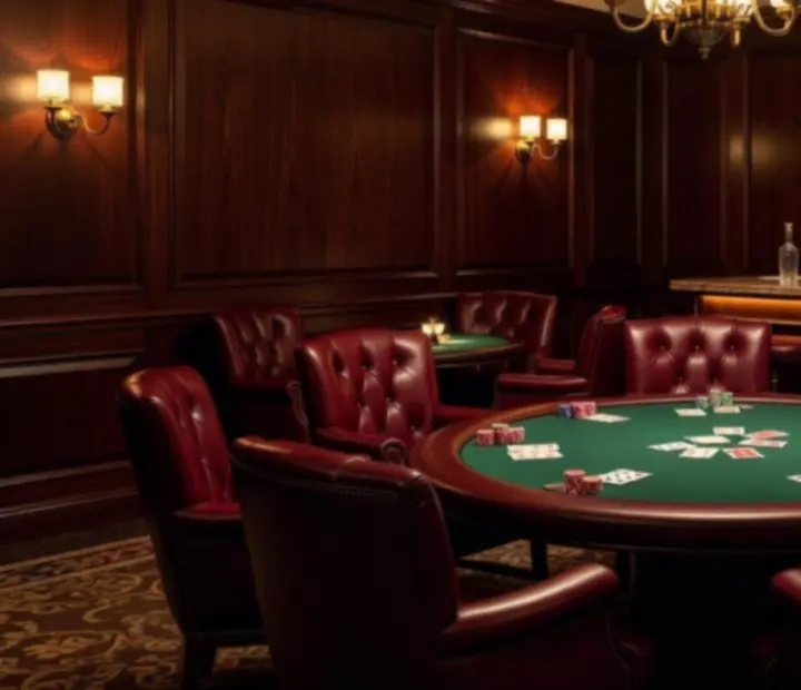 Interiér karetního salonku s pokerovými stoly v Salonu U Paní