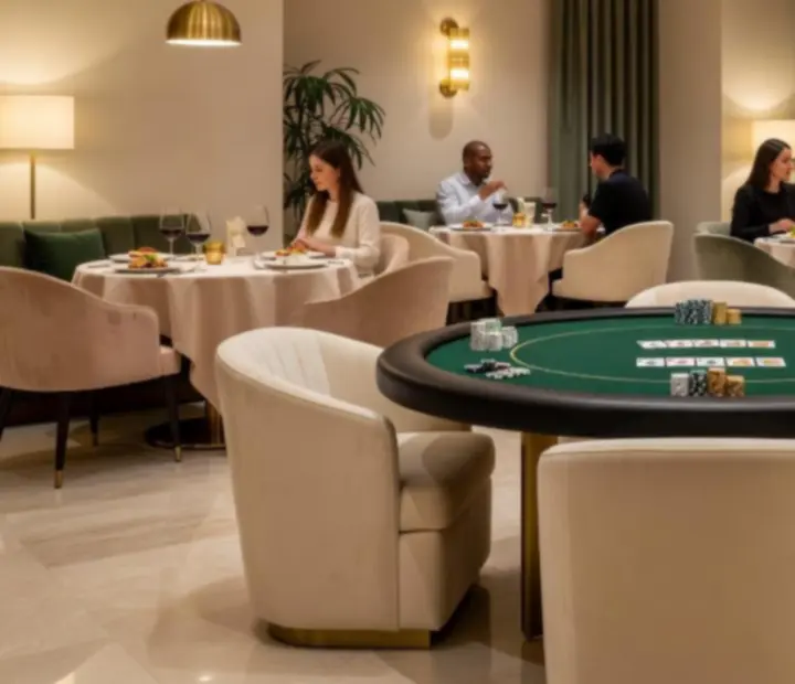 Pokerový stůl s občerstvením v restauraci Salon U Paní